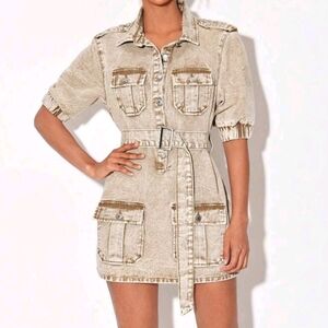 Belted Denim dress